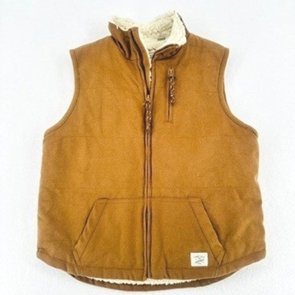 Weatherproof Vintage Sherpa Lined Zip Vest Brown M